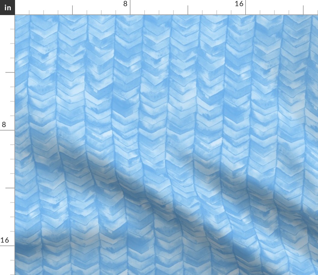 Watercolor Chevron in Blue // watercolor painted chevron baby blue aqua mermaid scale fabric