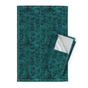 Watercolor Chevron Teal on Black // watercolor painted chevron teal green emerald mermaid scale fabric