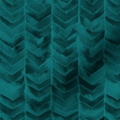 Watercolor Chevron Teal on Black // watercolor painted chevron teal green emerald mermaid scale fabric