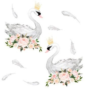 7" White Swans with Feathers