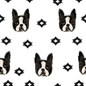 boston terriers dog fabric cute pet lover patterns boston terrier bw