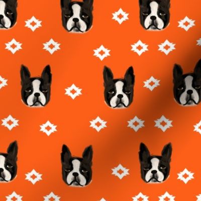 boston terriers dog fabric cute pet lover patterns boston terrier orange