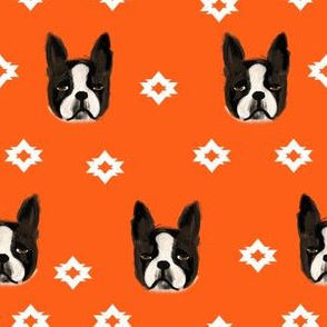 boston terriers dog fabric cute pet lover patterns boston terrier orange