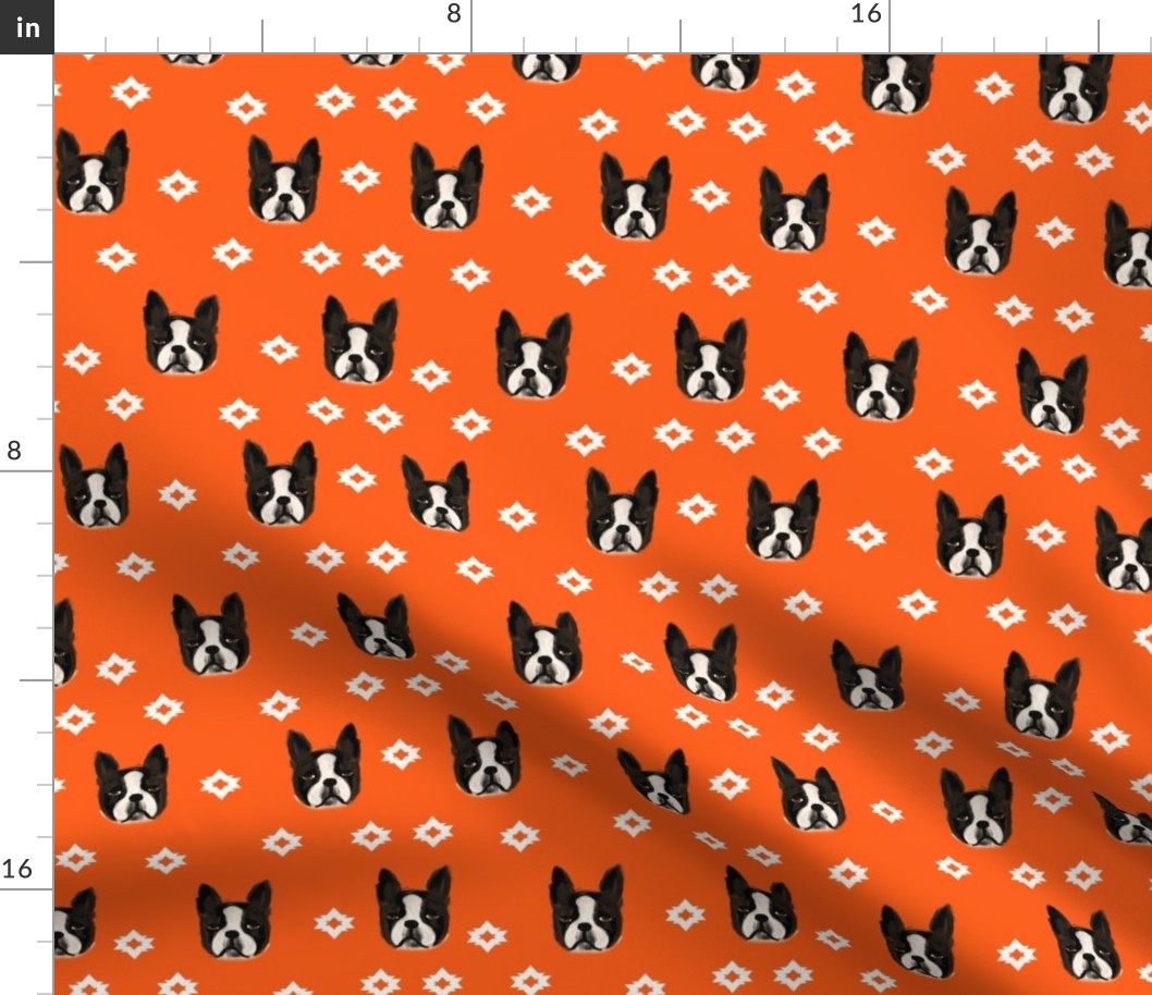 boston terriers dog fabric cute pet lover patterns boston terrier orange