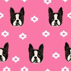 boston terriers dog fabric cute pet lover patterns boston terrier pink