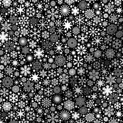Let It Snow! (Black & White) || ditsy snowflakes