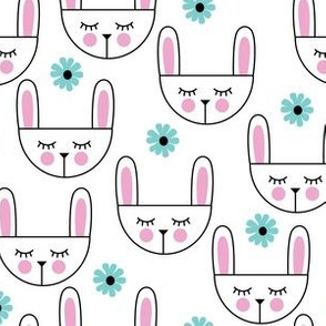 geometric bunny with flowers