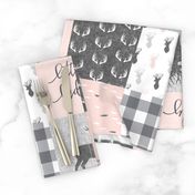 little lady woodland wholecloth patchwork - light pink &  grey