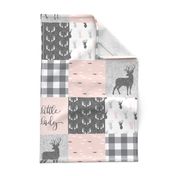 little lady woodland wholecloth patchwork - light pink &  grey