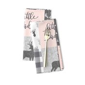 little lady woodland wholecloth patchwork - light pink &  grey