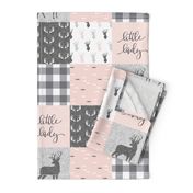 little lady woodland wholecloth patchwork - light pink &  grey