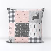 little lady woodland wholecloth patchwork - light pink &  grey