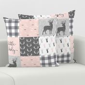 little lady woodland wholecloth patchwork - light pink &  grey