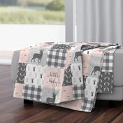 little lady woodland wholecloth patchwork - light pink &  grey