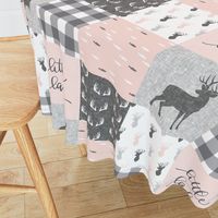 little lady woodland wholecloth patchwork - light pink &  grey