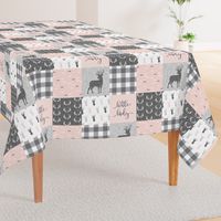 little lady woodland wholecloth patchwork - light pink &  grey