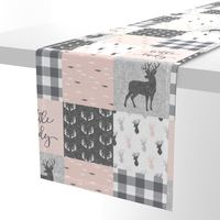 little lady woodland wholecloth patchwork - light pink &  grey