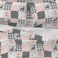 little lady woodland wholecloth patchwork - light pink &  grey