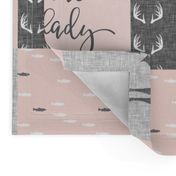 little lady woodland wholecloth patchwork - light pink &  grey