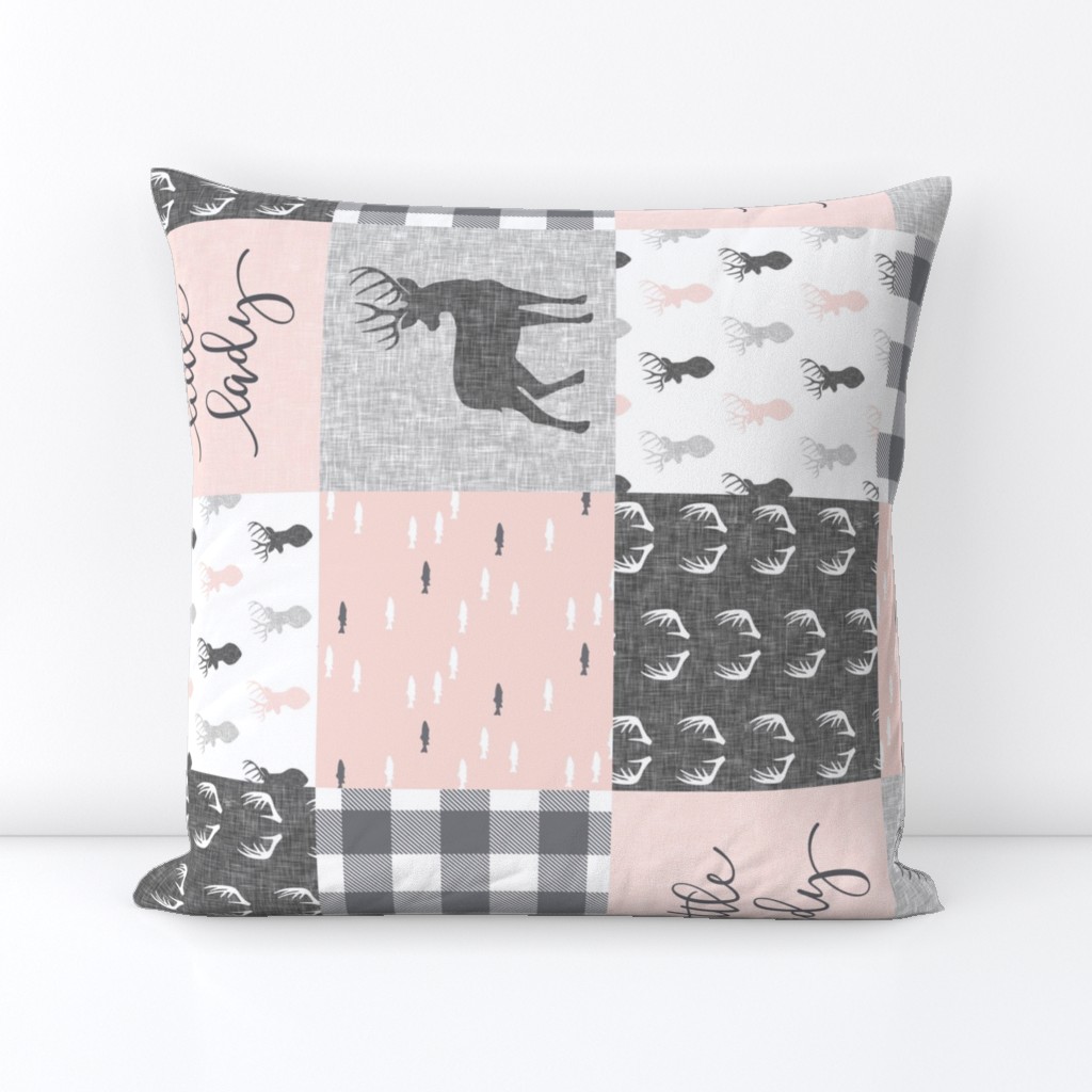 little lady woodland wholecloth patchwork - light pink &  grey (90)