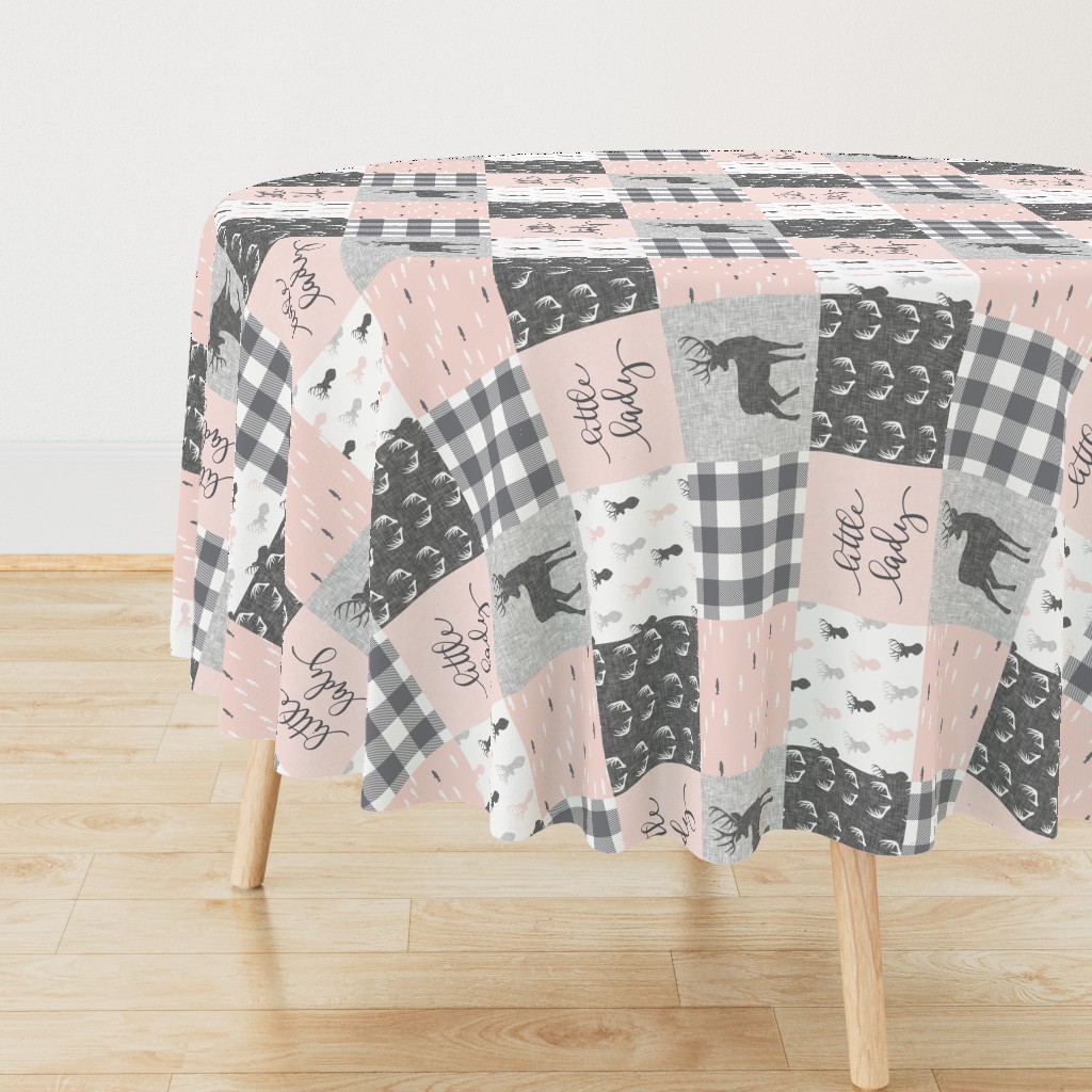 little lady woodland wholecloth patchwork - light pink &  grey (90)