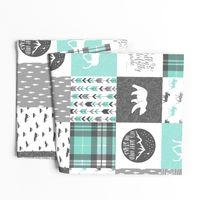 Fearfully and Wonderfully Made - Patchwork woodland quilt top  (light teal)