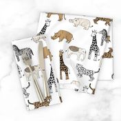 jungle // animal nursery giraffe elephant cheetah nature safari white lion brown