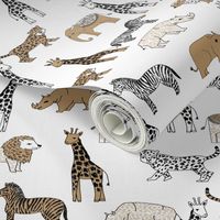 jungle // animal nursery giraffe elephant cheetah nature safari white lion brown