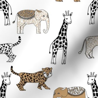 jungle // animal nursery giraffe elephant cheetah nature safari white lion brown