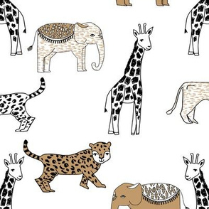 jungle // animal nursery giraffe elephant cheetah nature safari white lion brown