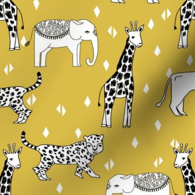 jungle // animal nursery giraffe elephant cheetah nature safari mustard