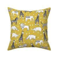 jungle // animal nursery giraffe elephant cheetah nature safari mustard
