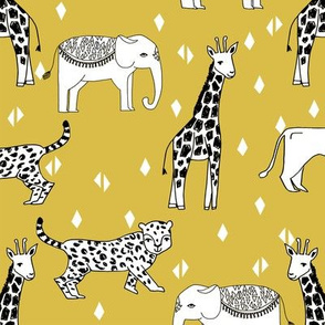 jungle // animal nursery giraffe elephant cheetah nature safari mustard