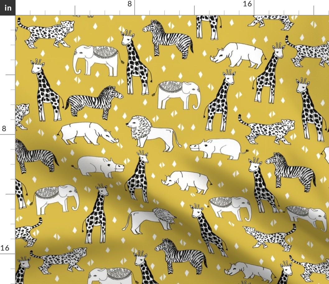 jungle // animal nursery giraffe elephant cheetah nature safari mustard