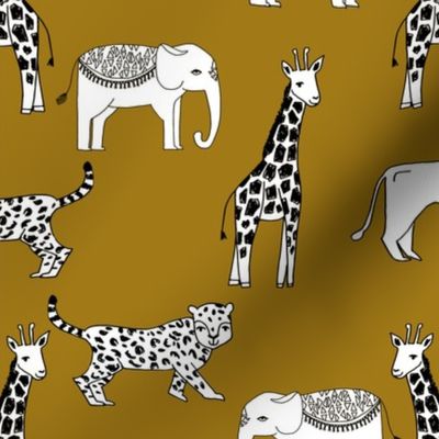 jungle // animal nursery giraffe elephant cheetah nature safari ochre