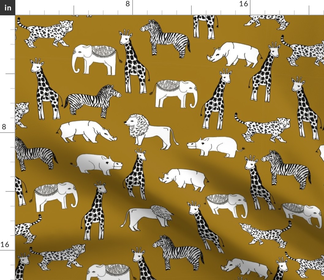 jungle // animal nursery giraffe elephant cheetah nature safari ochre