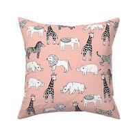 jungle // animal nursery giraffe elephant cheetah nature safari pale pink