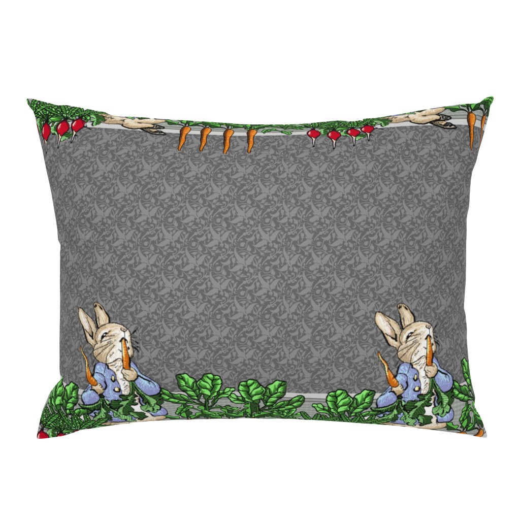 Peter Rabbit Garden Border Print - Two Rows per yard - Gray modern style