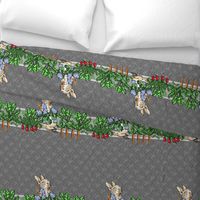 Peter Rabbit Garden Border Print - Two Rows per yard - Gray modern style