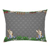 Peter Rabbit Garden Border Print - Two Rows per yard - Gray modern style