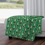 sheltie candy cane fabric shetland sheepdog christmas holiday dog fabric - green