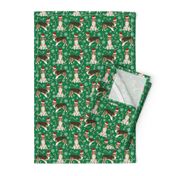 sheltie candy cane fabric shetland sheepdog christmas holiday dog fabric - green