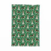 sheltie candy cane fabric shetland sheepdog christmas holiday dog fabric - green