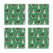 sheltie candy cane fabric shetland sheepdog christmas holiday dog fabric - green