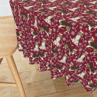 sheltie candy cane fabric shetland sheepdog christmas holiday dog fabric - ruby red