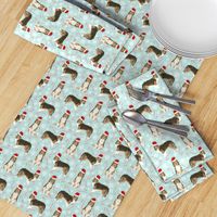 sheltie candy cane fabric shetland sheepdog christmas holiday dog fabric - light blue