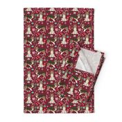 sheltie christmas fabric xmas holiday shetland sheepdog design - ruby red