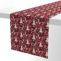 sheltie christmas fabric xmas holiday shetland sheepdog design - ruby red