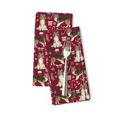 sheltie christmas fabric xmas holiday shetland sheepdog design - ruby red