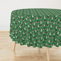 sheltie christmas fabric xmas holiday shetland sheepdog design - green